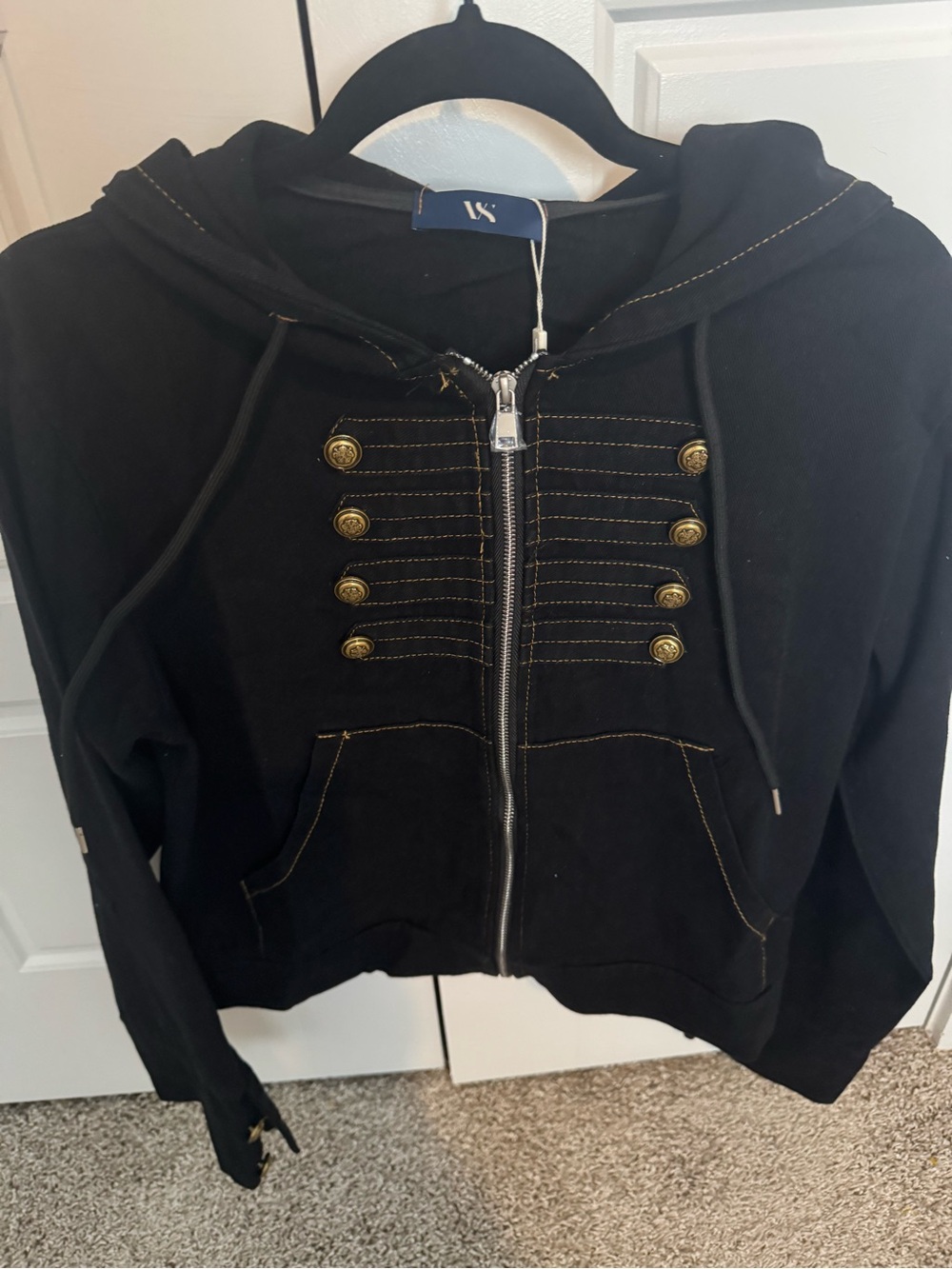 Victoria's Secret Black Military-Style Zip Hoodie Jacket